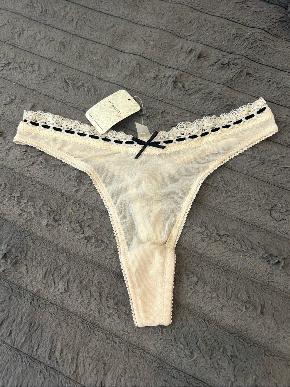 Free people Lace Trim Sheer Thong Panty - Ivory by